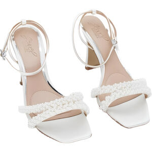 Jewel Badgley Mischka Womens Ivory Satin Sandal Size 6.5M
